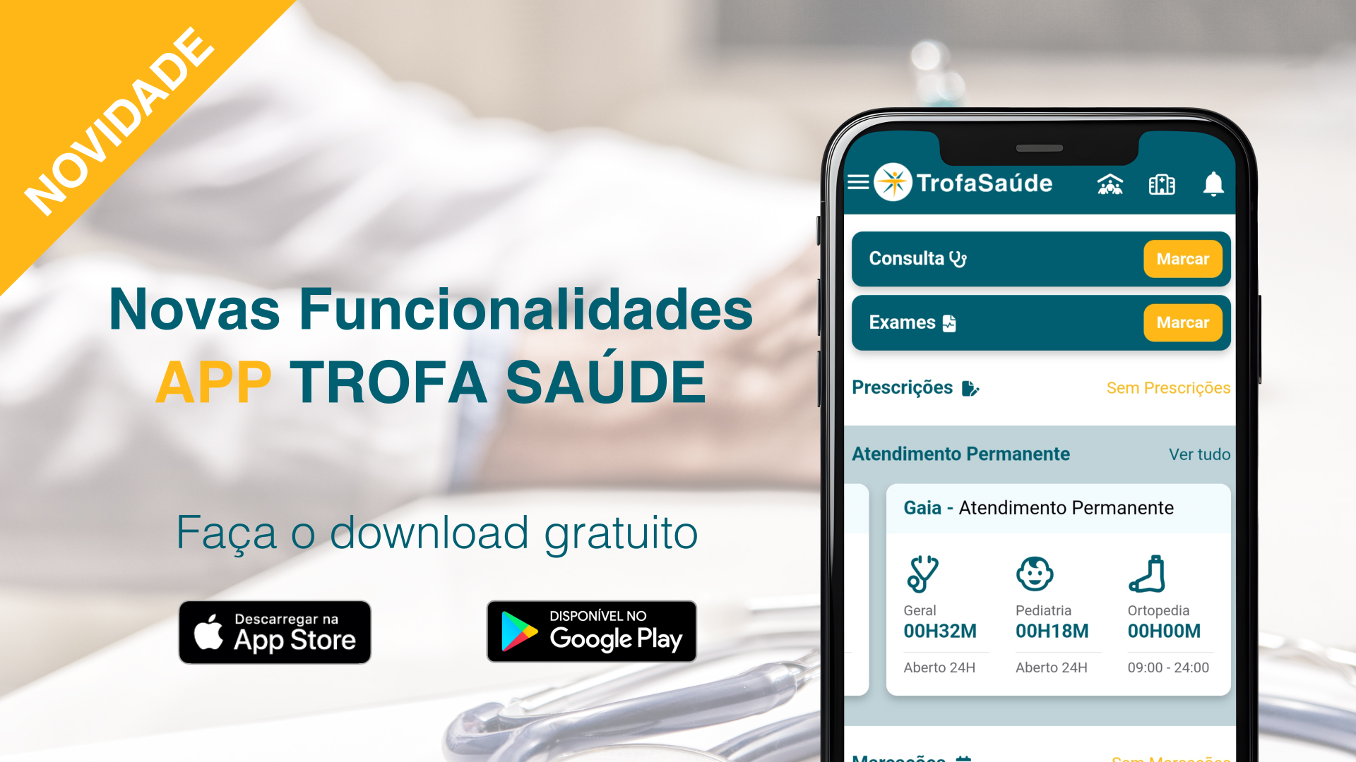 Tempos de espera do Atendimento Urgente já disponível na APP